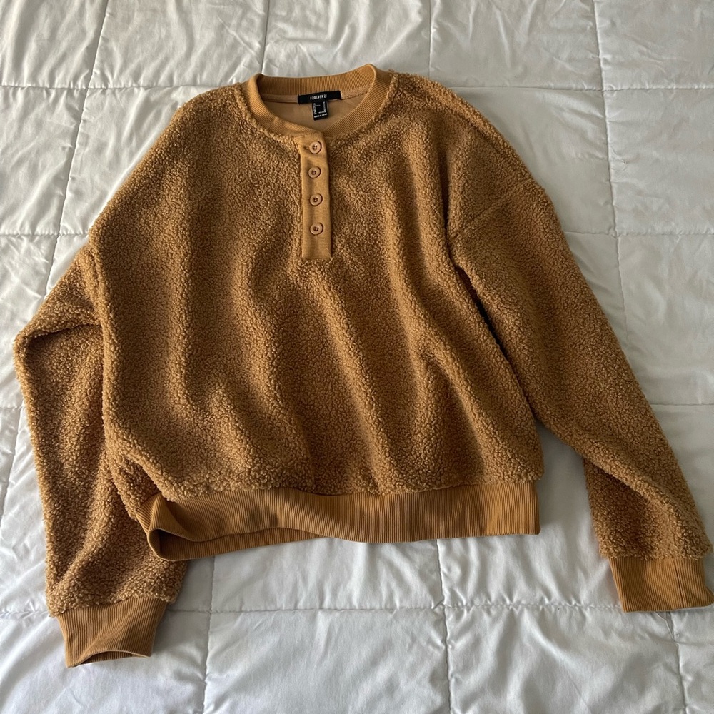 Forever 21 Cozy Teddy Fleece Sherpa Pullover Sweatshirt size medium